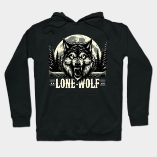 Lone Wolf Silhouetted Against Full Moon Hoodie